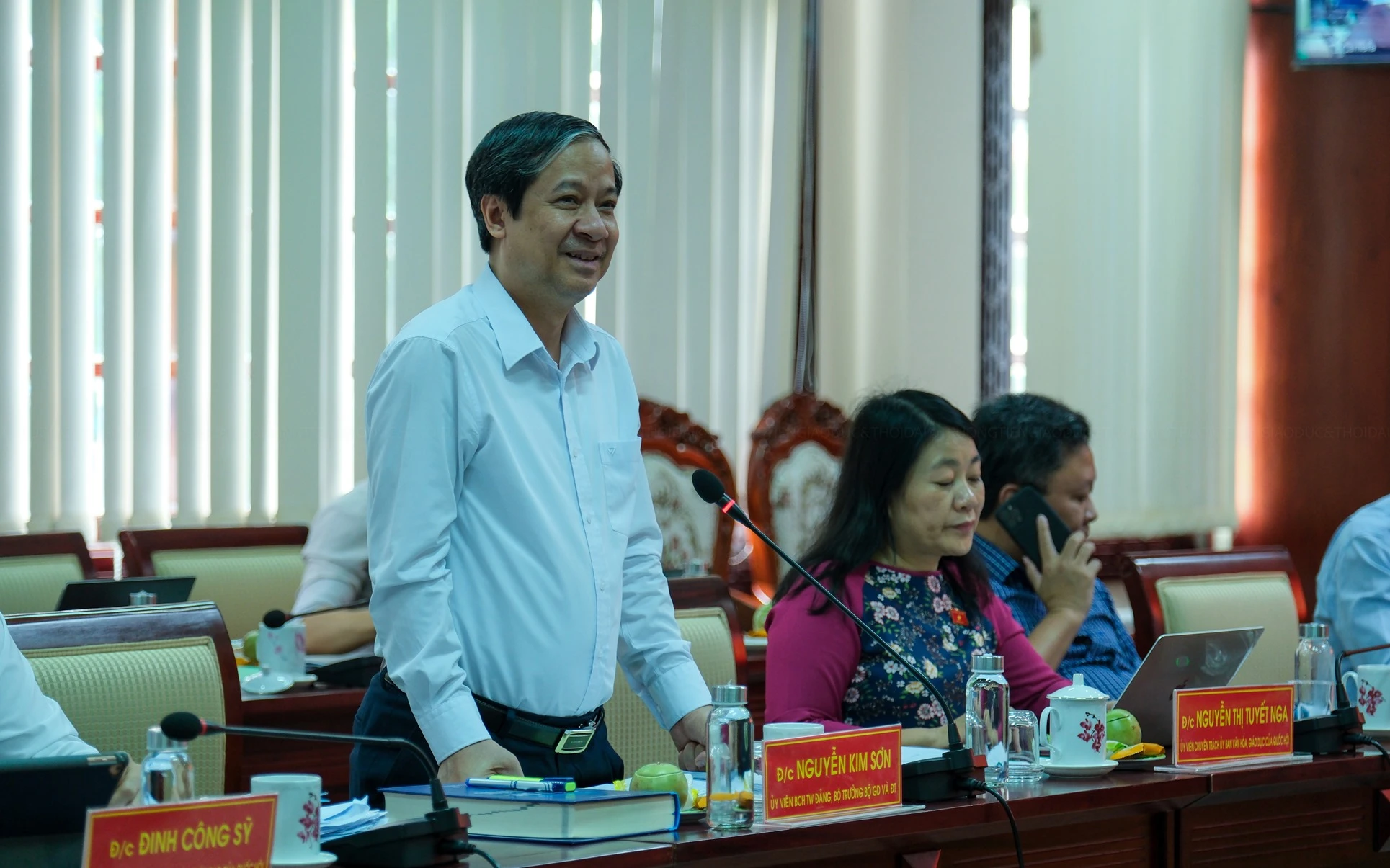 Bộ trưởng Nguyễn Kim Sơn phát biểu tại buổi làm việc. Bộ trưởng Nguyễn Kim Sơn phát biểu tại buổi làm việc.